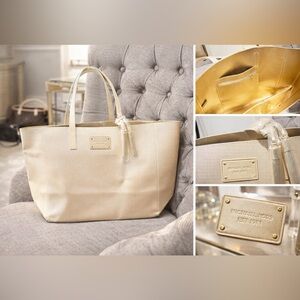 Michael Kors Cream / Champagne Structured Tote Bag